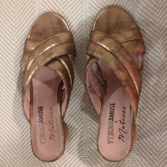 Rose gold heeled mule sandal - Picture 4 of 6